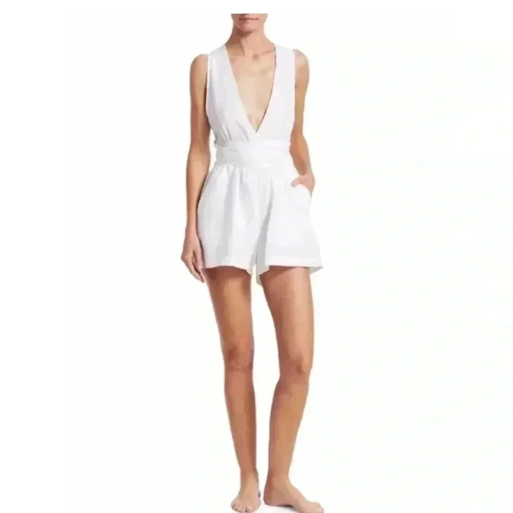 NWT! ONIA White Amelia Swimsuit‎ Cover Up Romper size m